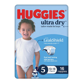 Huggies Ultra Dry Tailor-Made for Boys Size 5 16 Nappies x 4