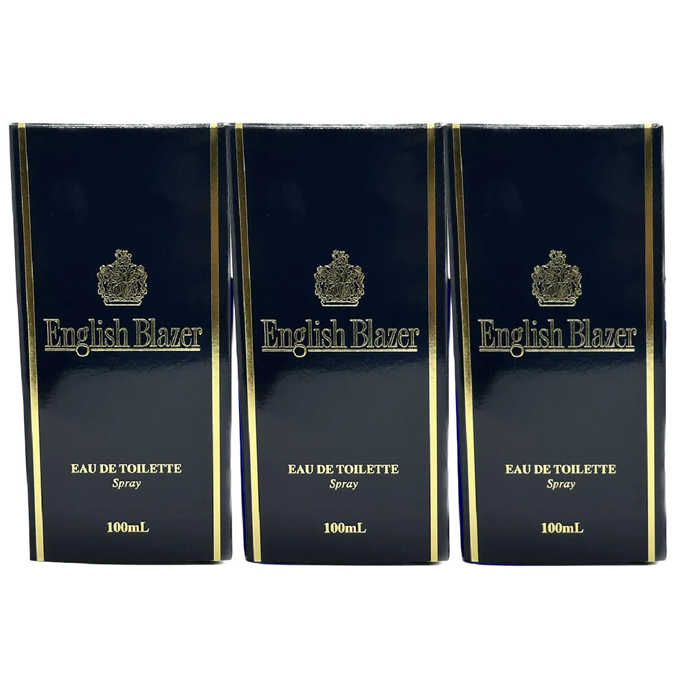 English Blazer Eau De Toilette 100ml 3 Pack Set Classic Mens Cologne