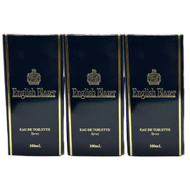 English Blazer Eau De Toilette 100ml 3 Pack Set Classic Mens Cologne