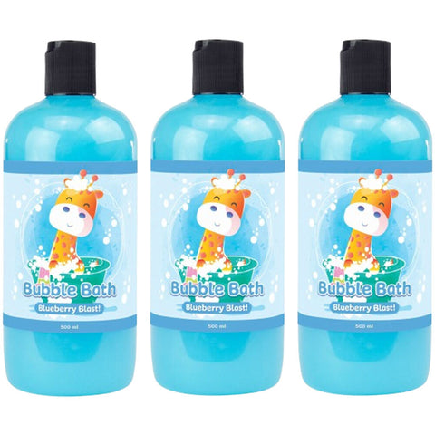 Baby & Me 3 Pack Kids Bubble Bath Blueberry Scent Liquid Soap 500ml Each