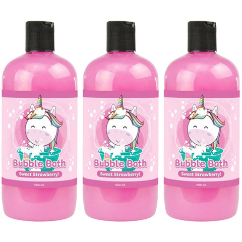 Baby & Me Unicorn Kids Bubble Bath 3 Pack Strawberry Scent 500ml Each
