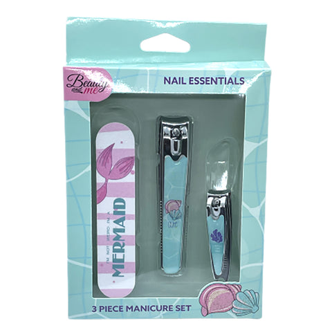 Beauty & Me Mermaid 3 Piece Nail Clipper and Grooming Kit Travel Set