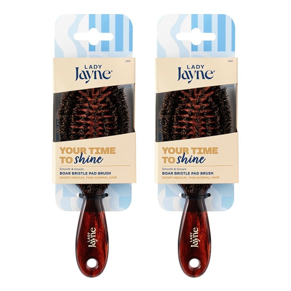 Lady Jayne Purse-Sized Boar Bristle Pad Brush x 3 Bundle of 2