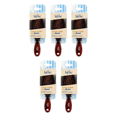 Lady Jayne Purse-Sized Boar Bristle Pad Brush x 3 Bundle of 5