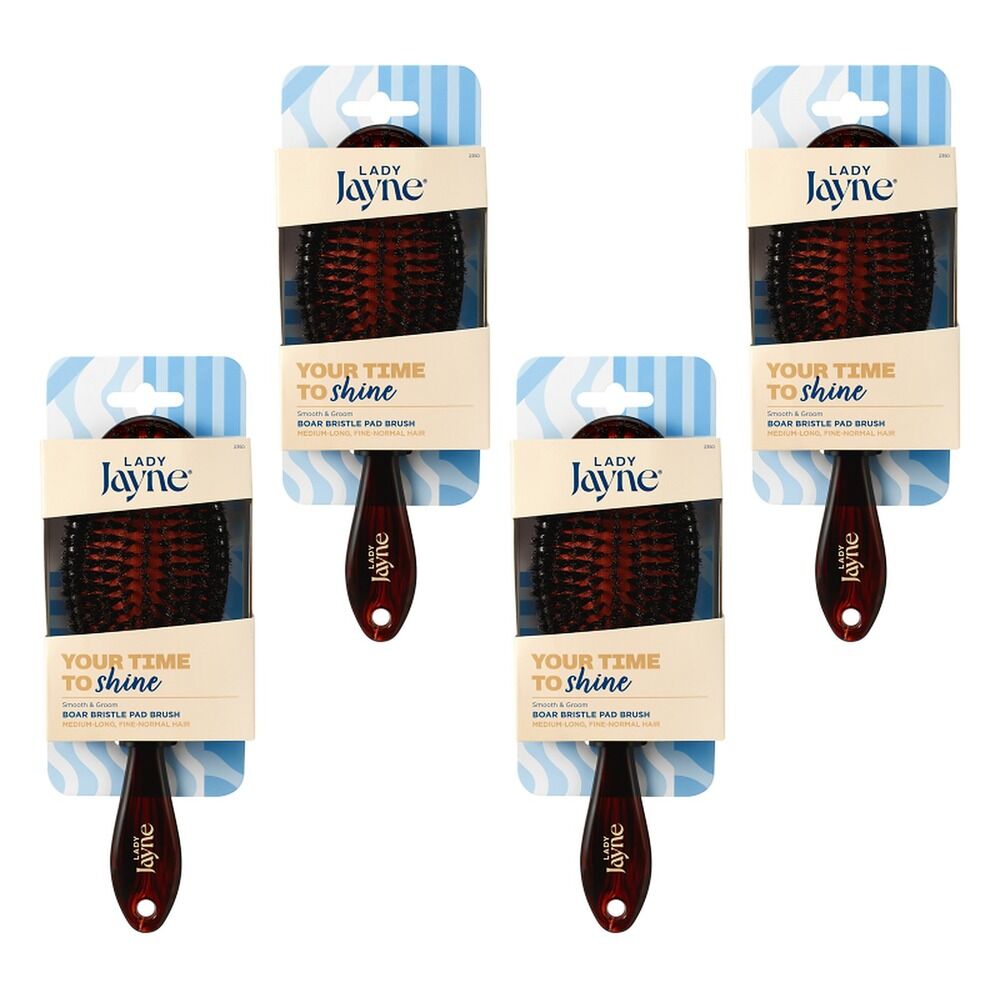 Lady Jayne Large Boar Bristle Pad Brush x 3 Bundle of 4