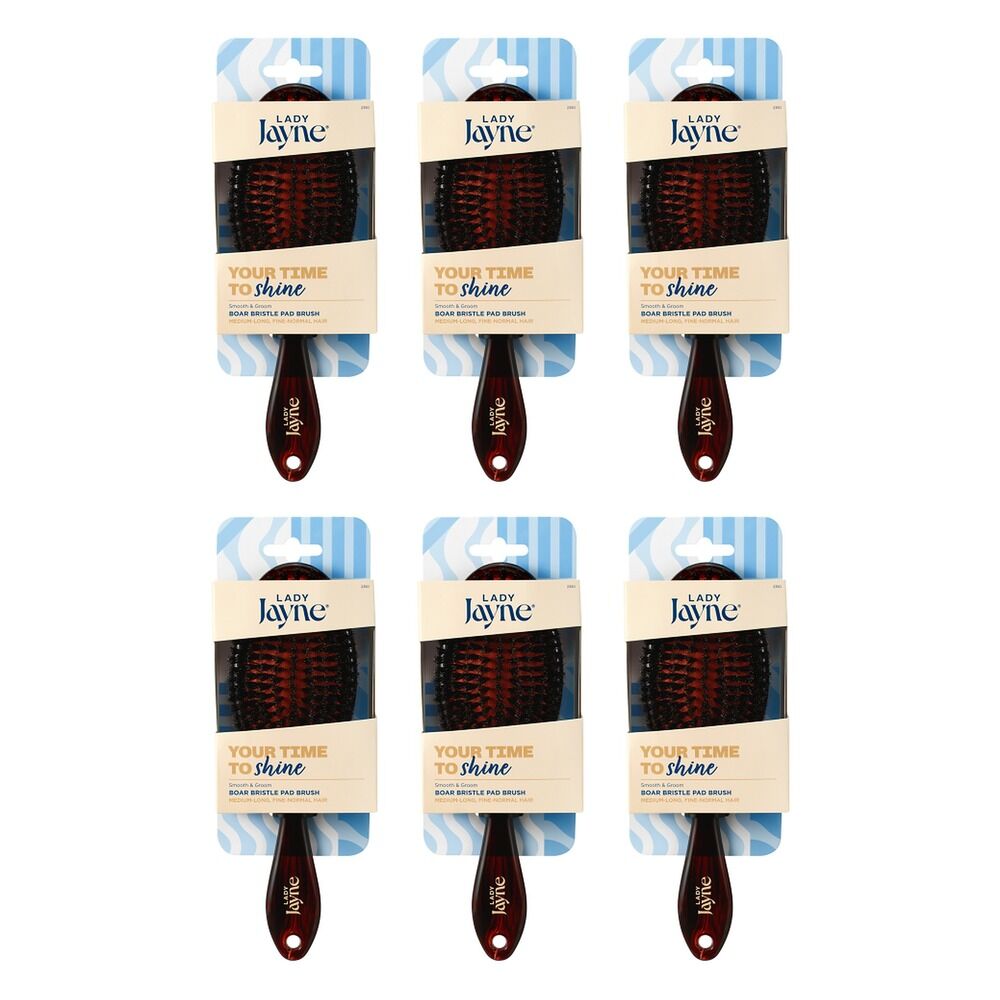 Lady Jayne Large Boar Bristle Pad Brush x 3 Bundle of 6