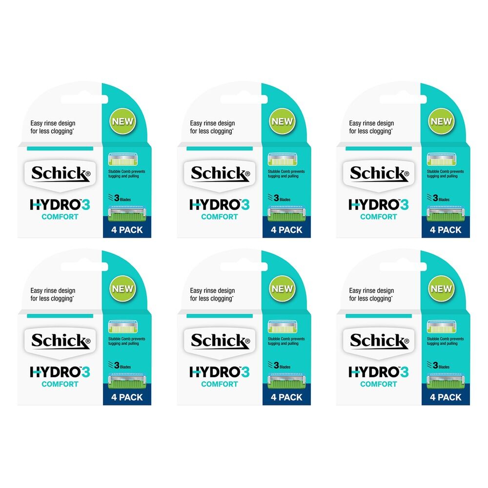 Schick Hydro3 Blades 4 Pack Bundle of 6