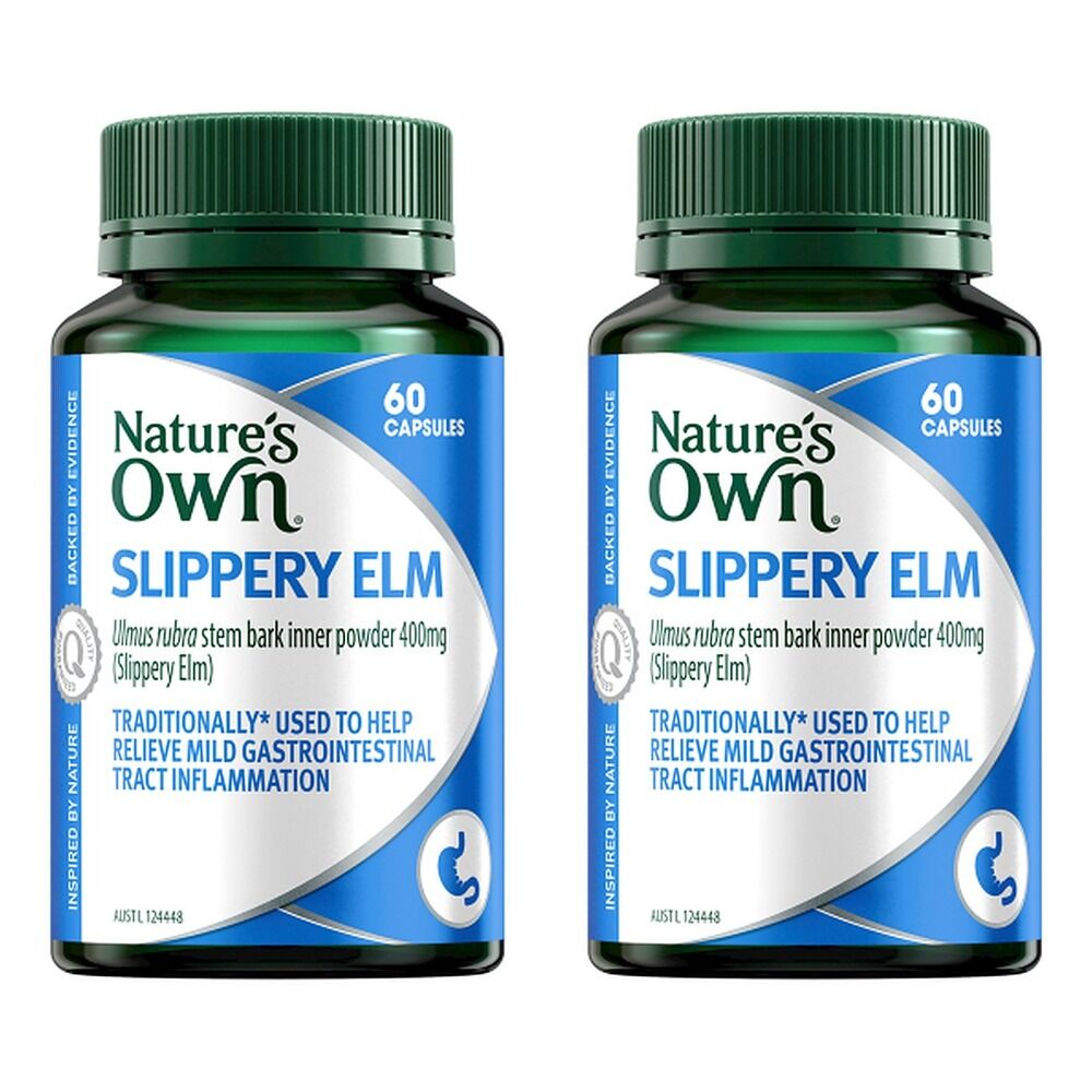 Nature's Own Slippery Elm 60 Capsules Pack of 2