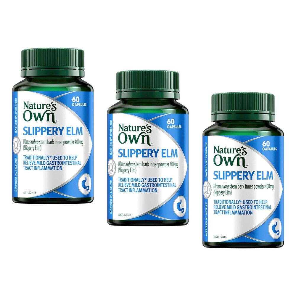 Nature's Own Slippery Elm 60 Capsules Pack of 3