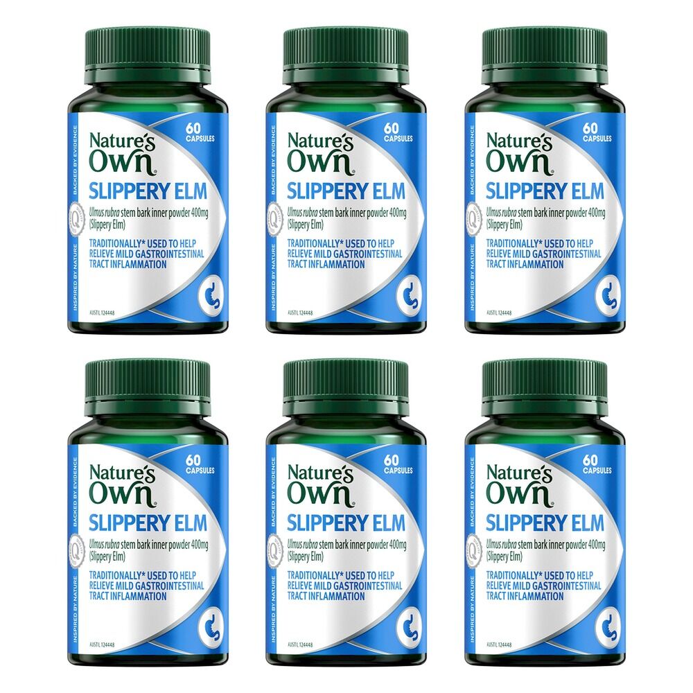 Nature's Own Slippery Elm 60 Capsules Pack of 6