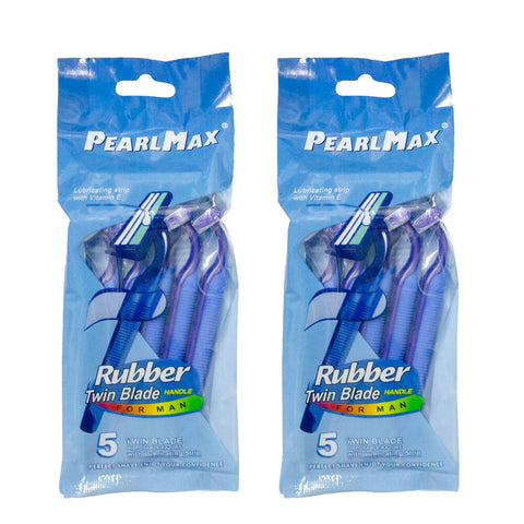 Pearlmax Twin Blade Lubricating Strip Razors 10 Pack for Men