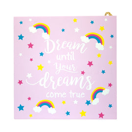 Kids Dream Big Rainbow And Stars Plaque 20 x 20 x 0.8cm