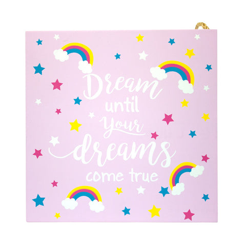 Kids Dream Big Rainbow And Stars Plaque 20 x 20 x 0.8cm
