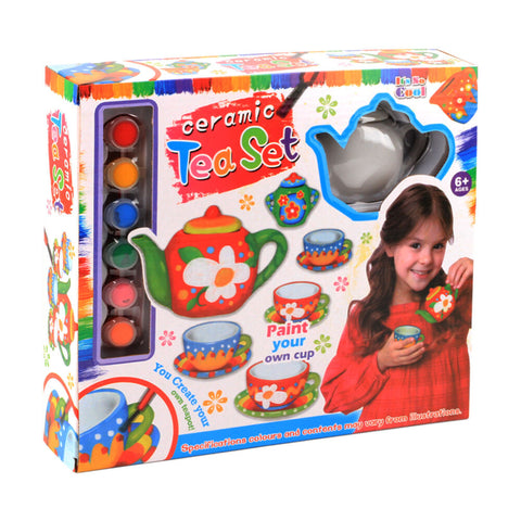 Paint Your Own Tea Set Kids Ceramic DIY Tea Party Craft Kit