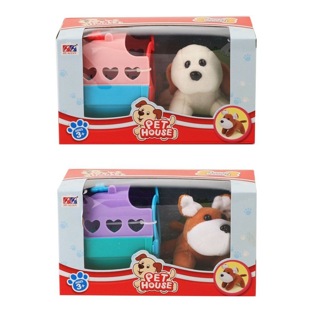 Pet House Plush Puppy with Pet Carrier Playset Ages 3+ - Random Design and Colour Supplied Pack of 4