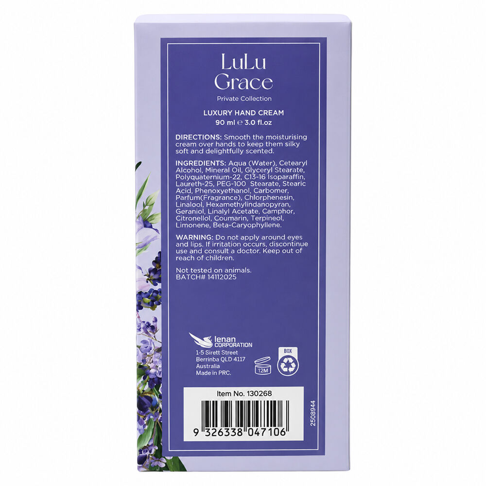 Lulu Grace Lavender Hand Cream 2 Pack 90ml Each Deep Moisture and Calming Scent