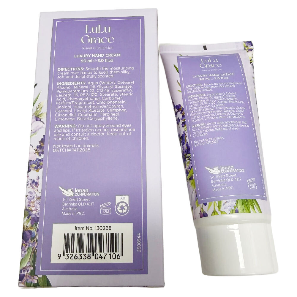 Lulu Grace Lavender Hand Cream 3 Pack 90ml Moisturising Non Greasy