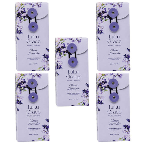 Lulu Grace Lavender Hand Cream 90ml Pack of 5 Moisturising Non Greasy
