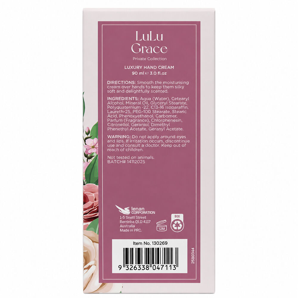 Lulu Grace Rose Hand Cream 90ml Pack of 5 Deep Moisture Floral Scent
