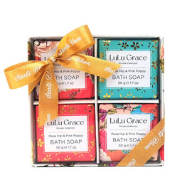 Lulu Grace Gift Set Rose Hip and Pink Poppy Pack Of 4 x 50gm Soaps