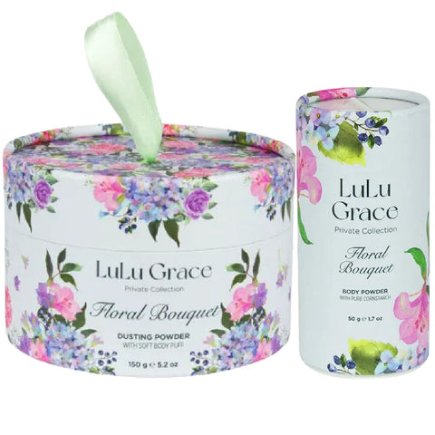 Lulu Grace Floral Dusting and Talc Powder Gift Set with Puffer 150g Total