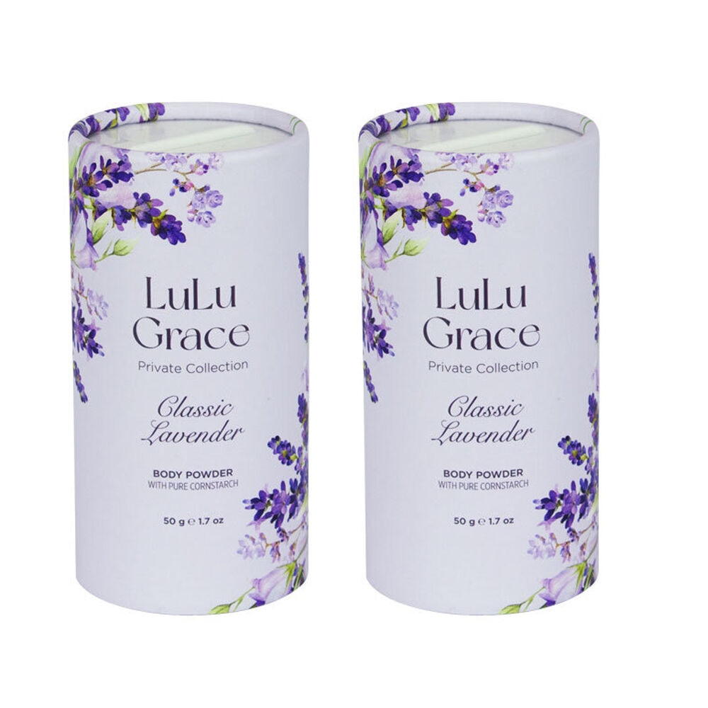 Lulu Grace Lavender Talc Free Body Powder 50g x 2 Cornstarch Scented