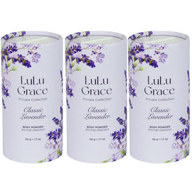 Lulu Grace 3 x  Lavender Talc Free Body Powder 50gm