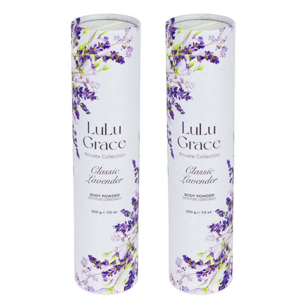 Lulu Grace Lavender Talc Free Body Powder 2 x 200g Corn Starch Scent