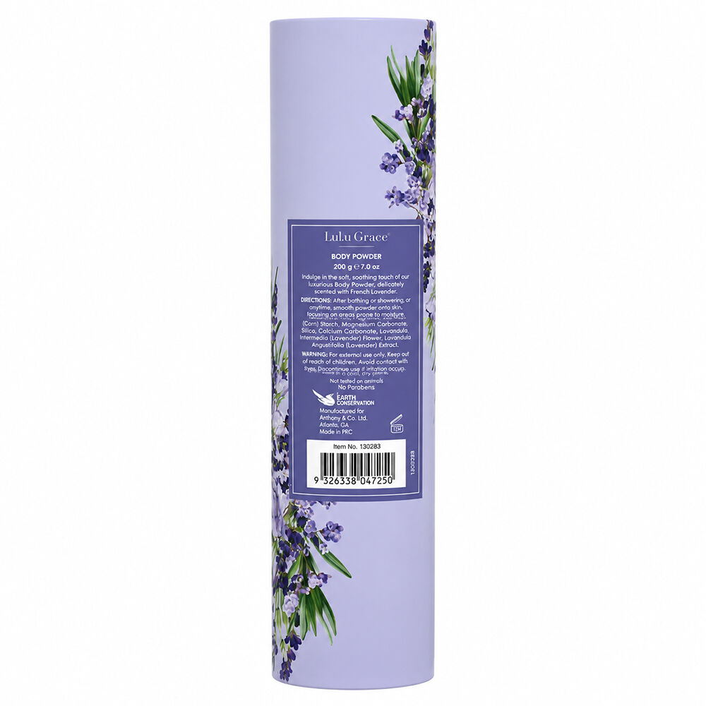 Lulu Grace Lavender Talc Free Body Powder 200gm Softening Scented Cornstarch