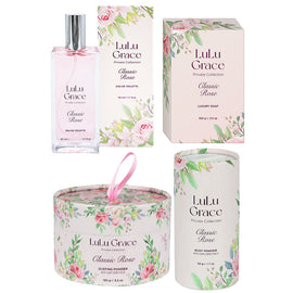 Lulu Grace Rose Set EDT Soap Talc Free Body Powder and Dusting Powder