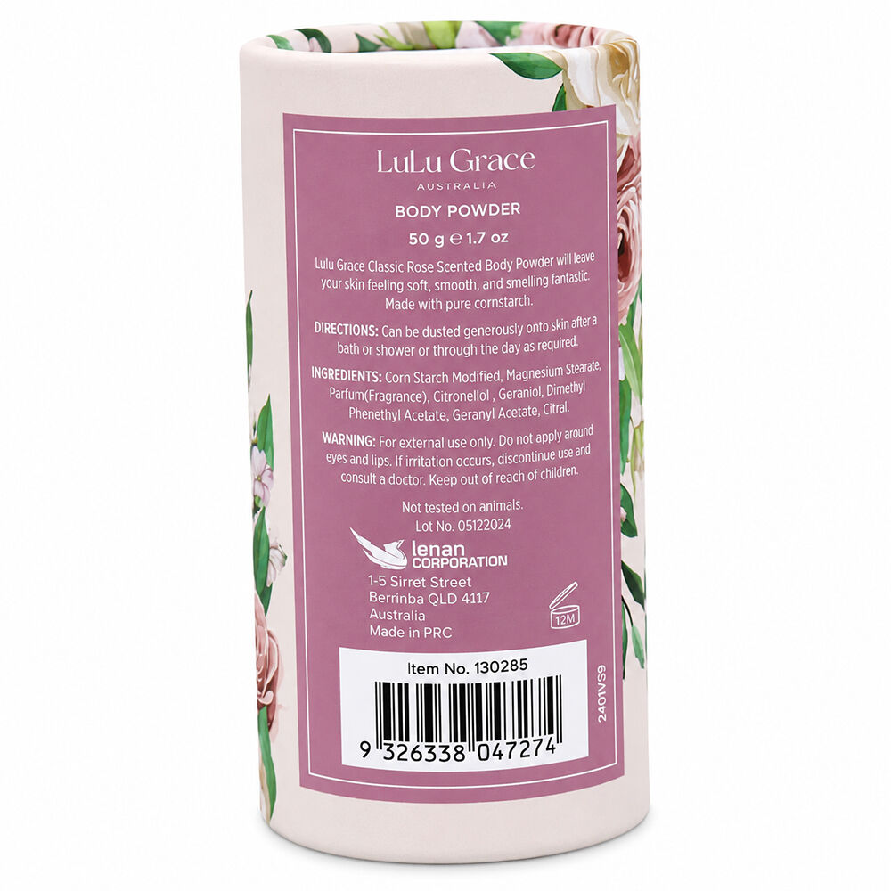 Lulu Grace 3 Pack Rose Talc Free Body Powder 50gm Each