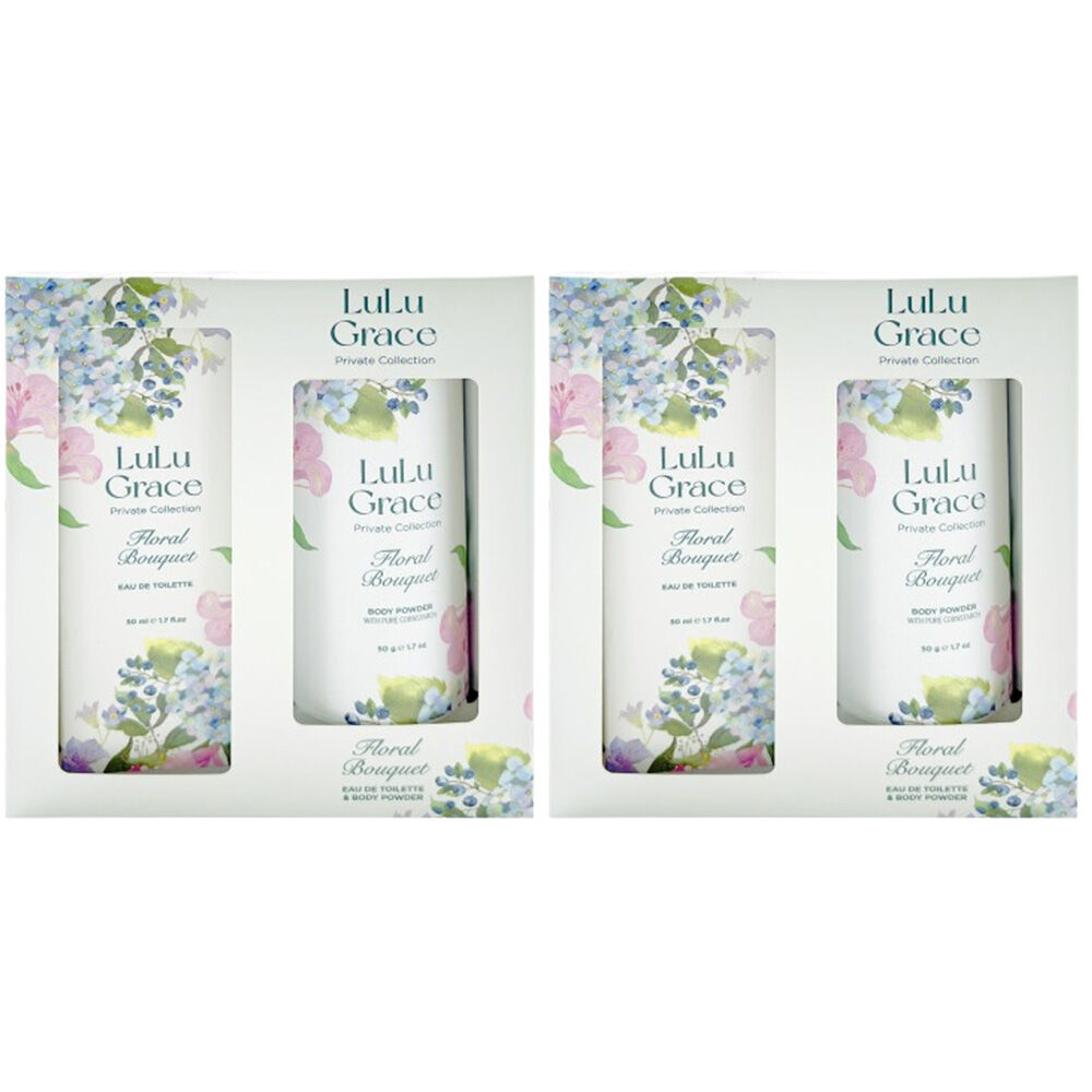Lulu Grace Floral Bouquet 2x Gift Set 50ml EDT Spray & Talc Free Body Powder 50g