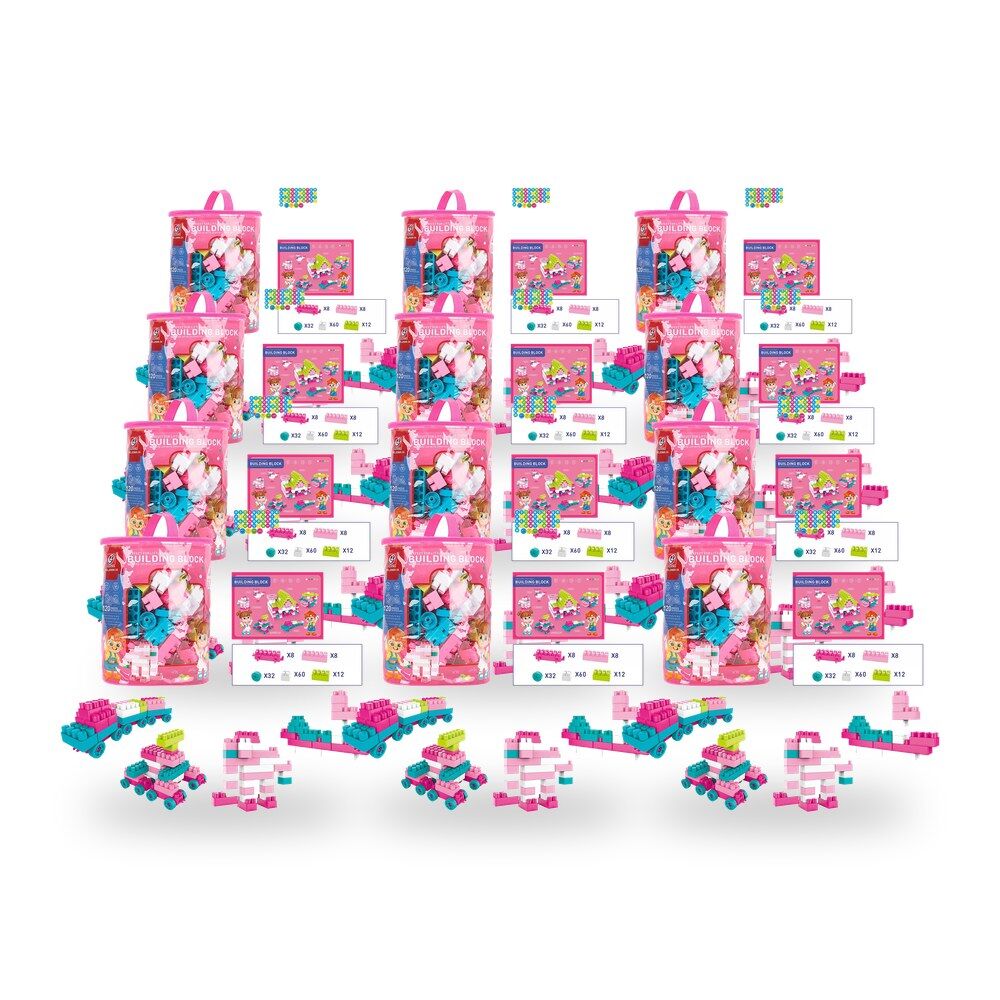 Kids Pastel Building Block Set 120 Piece Pack of 12
