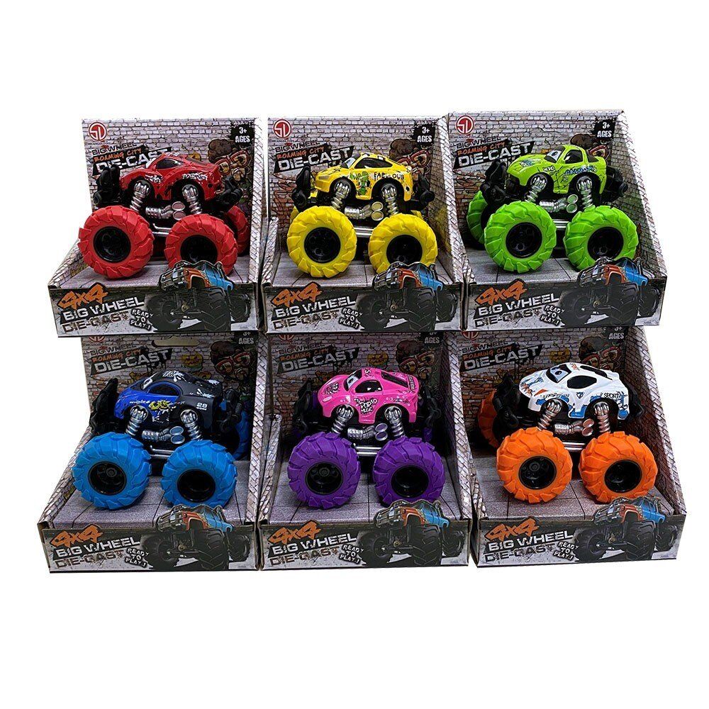 Die-Cast 4x4 Big Wheel Truck 12.5 x 10 x 12cm Assorted Colours - Random Colour Supplied Pack of 6