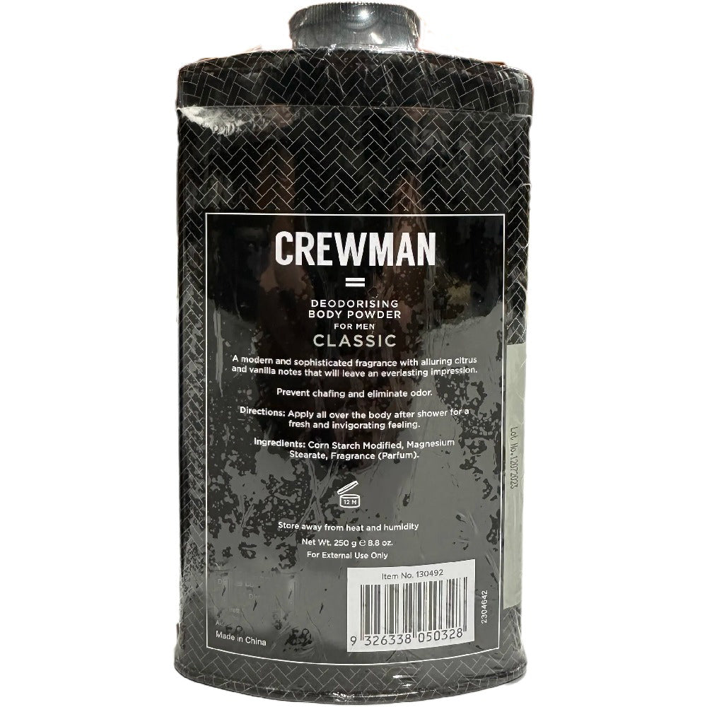 Crewman Mens 3 Pack 250g Talc Free Body Powder Classic Allure and Intense