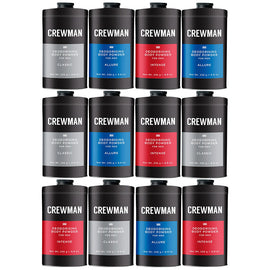 Crewman Mens Body Powder Mixed 12 Pack 250g Classic Allure Intense Talc Free