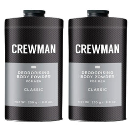 Crewman Classic Mens Body Powder Talc Free 250g x 2 Fresh Citrus Scent