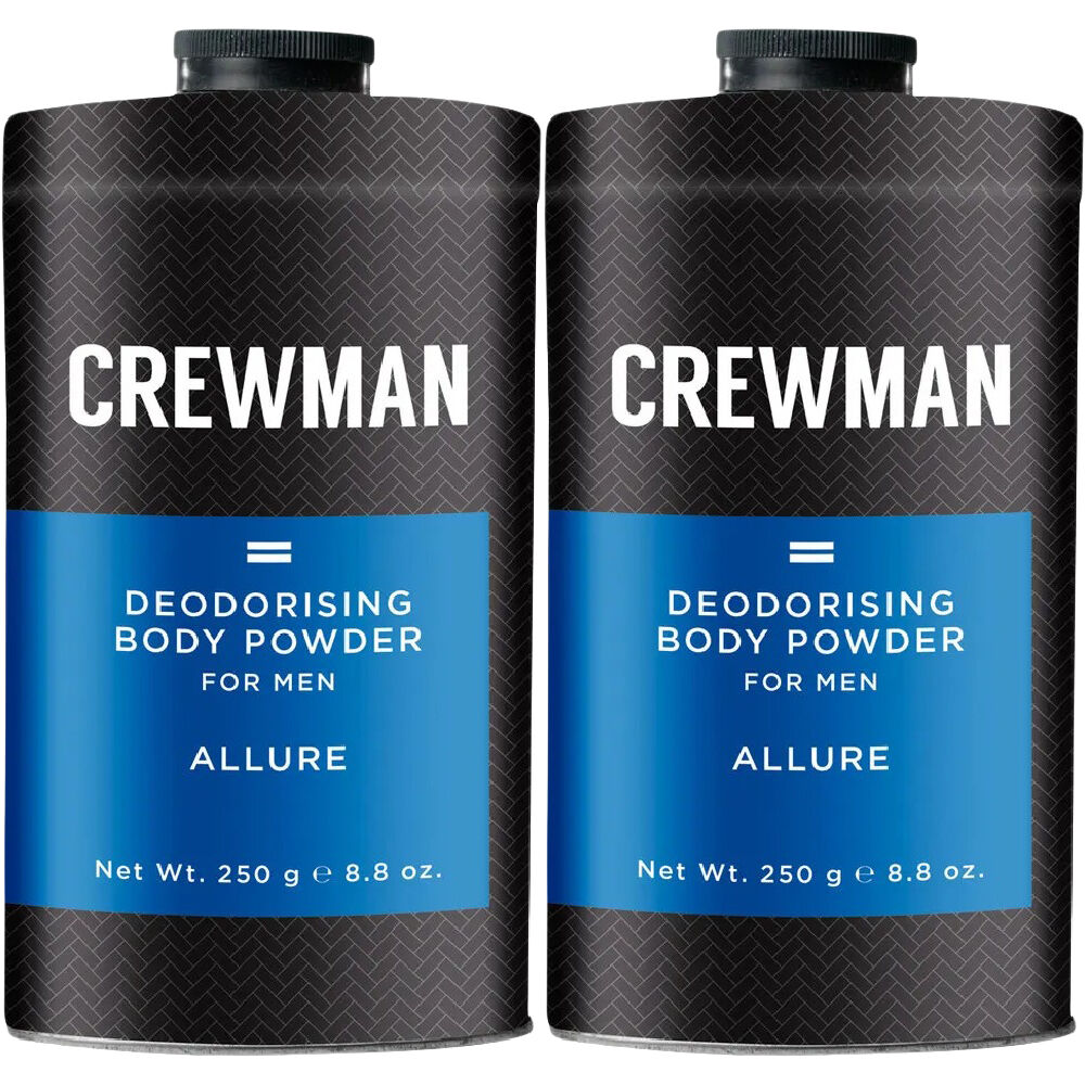 Crewman Allure Mens Body Powder Talc Free 250g x 2 Ocean Fresh Scent