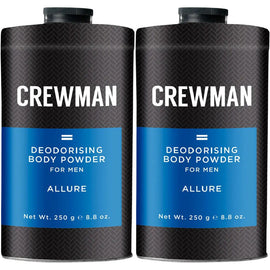 Crewman Allure Mens Body Powder Talc Free 250g x 2 Ocean Fresh Scent