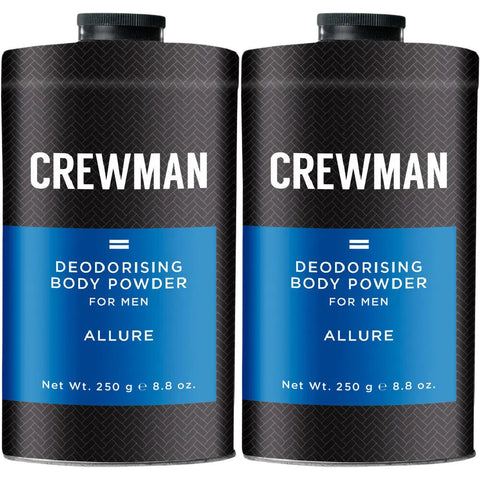 Crewman Allure Mens Body Powder Talc Free 250g x 2 Ocean Fresh Scent