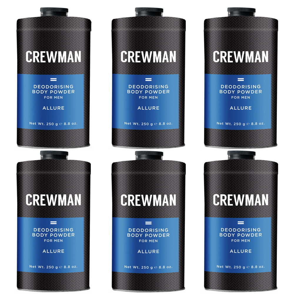 Crewman Mens Allure Talc Free Body Powder 250g Value Pack x 6