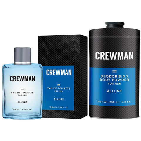 Crewman Allure Mens Talc Free Body Powder and Eau De Toilette 100ml Set