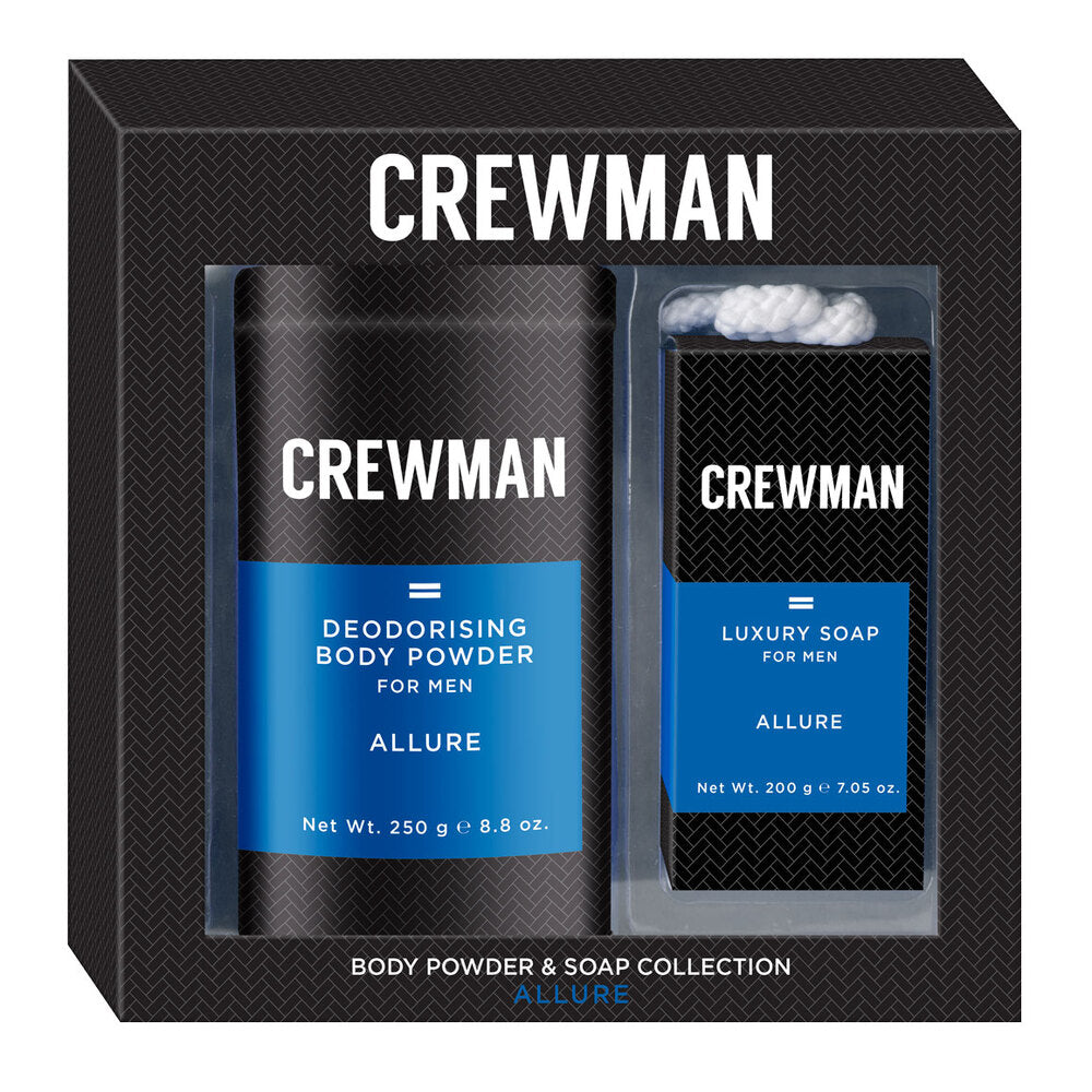 Crewman Mens Allure Talc Free Body Powder 250g and Soap 200g Gift Set