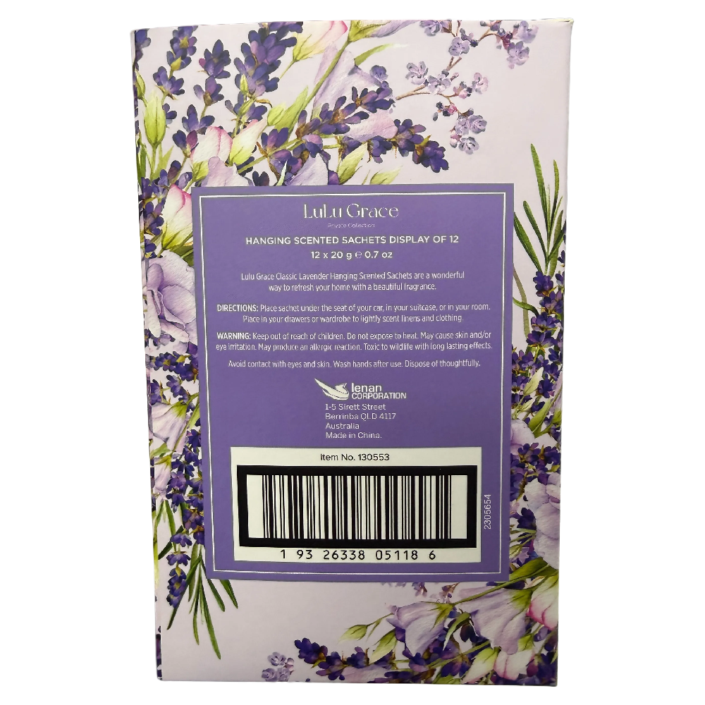 LuLu Grace Classic Lavender Hanging Scented Sachets 12 Pack 20g