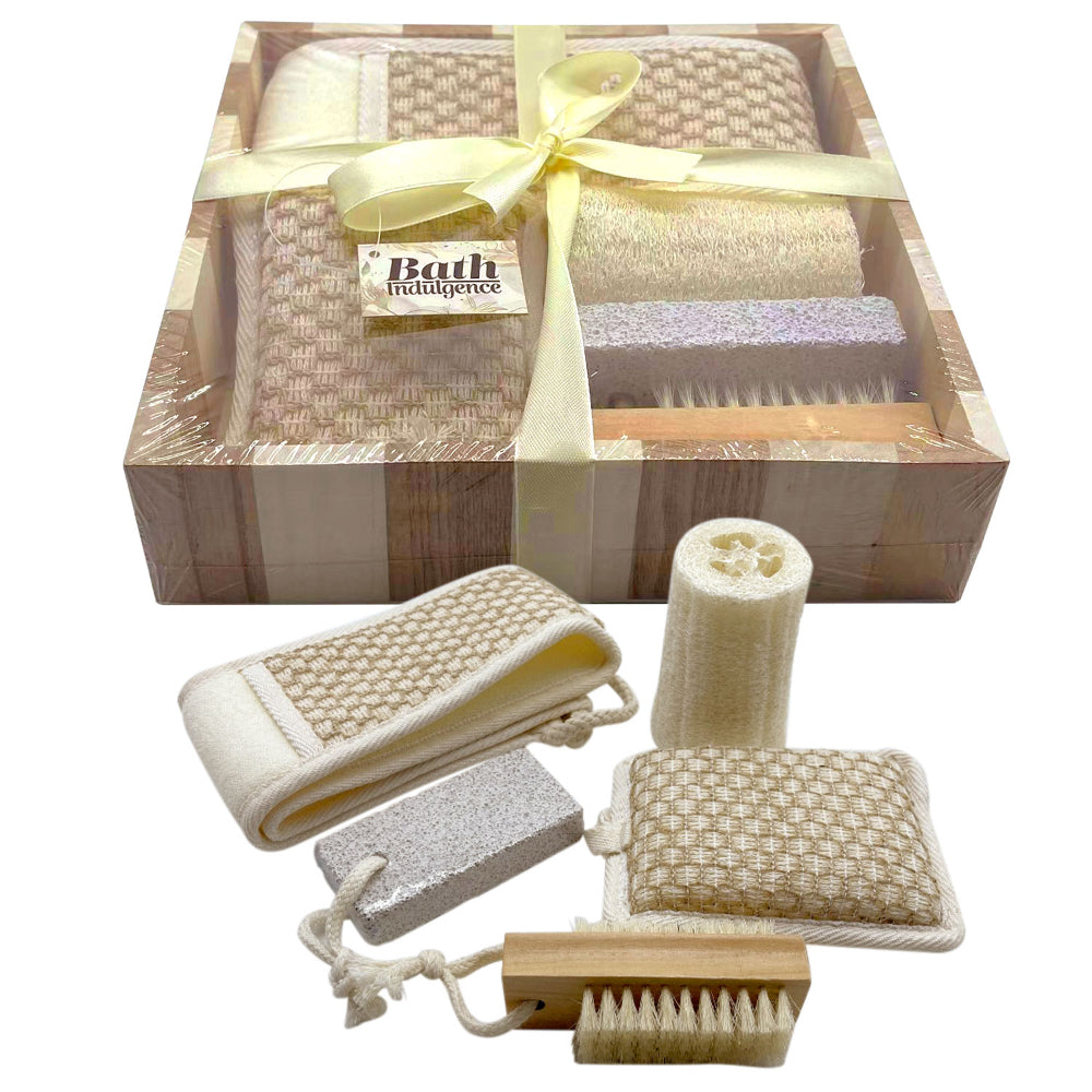 Bath Indulgence Exfoliating Tools Pumice Brush Back Exfoliator Gift Set 2 Tone