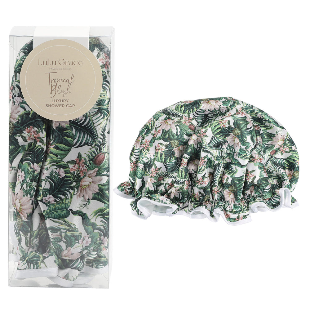 Lulu Grace Private Collection Luxury Shower Cap In Tropical Blush Print Design