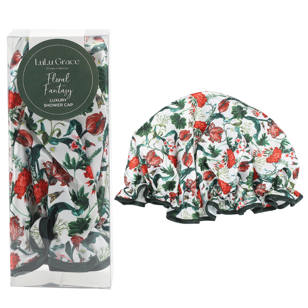 Lulu Grace Private Collection Luxury Shower Cap In Floral Fantasy Print Design