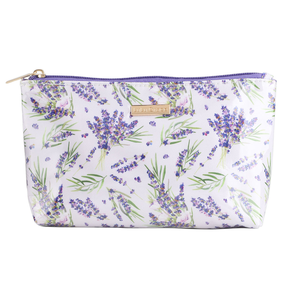 Lulu Grace Cosmetic Bag In Classic Lavender Print Design 23 x 6 x 13cm