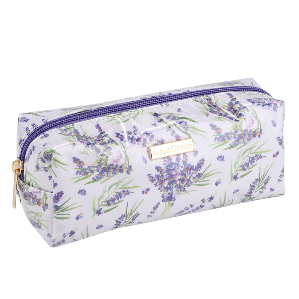 Lulu Grace Cosmetic Bag Classic Lavender Print Design With Handle 18 x 7 x 7cm