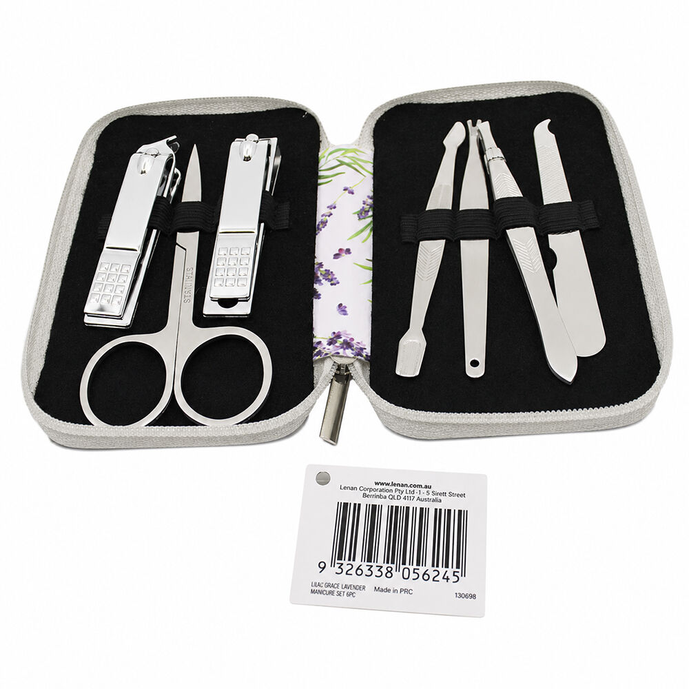 Lulu Grace Classic Lavender Manicure Set 7 Piece Stainless Steel Kit